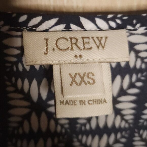 J. Crew Blue White Abstract Silky Pullover Blouse XXS - Picture 5 of 7